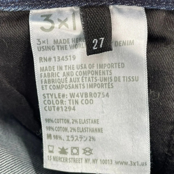 3x1 NYC Women’s Jeans 27 Blue Medium Wash Ankle Fringed Waist High Rise Skinny - Picture 10 of 11